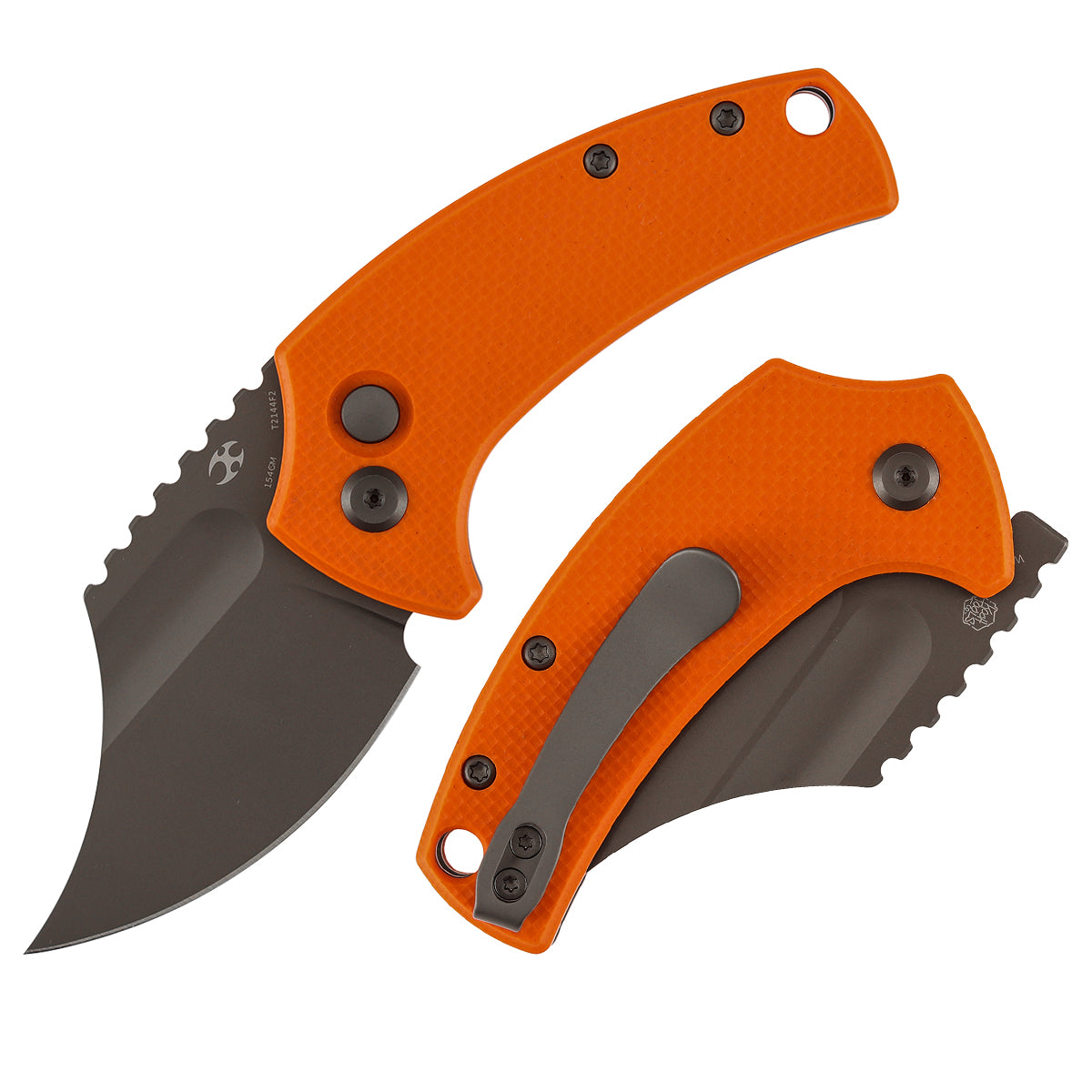 Kansept Wasp T2144F2 front view - 2.36" gray TiCn 154CM modified Wharncliffe folding knife
