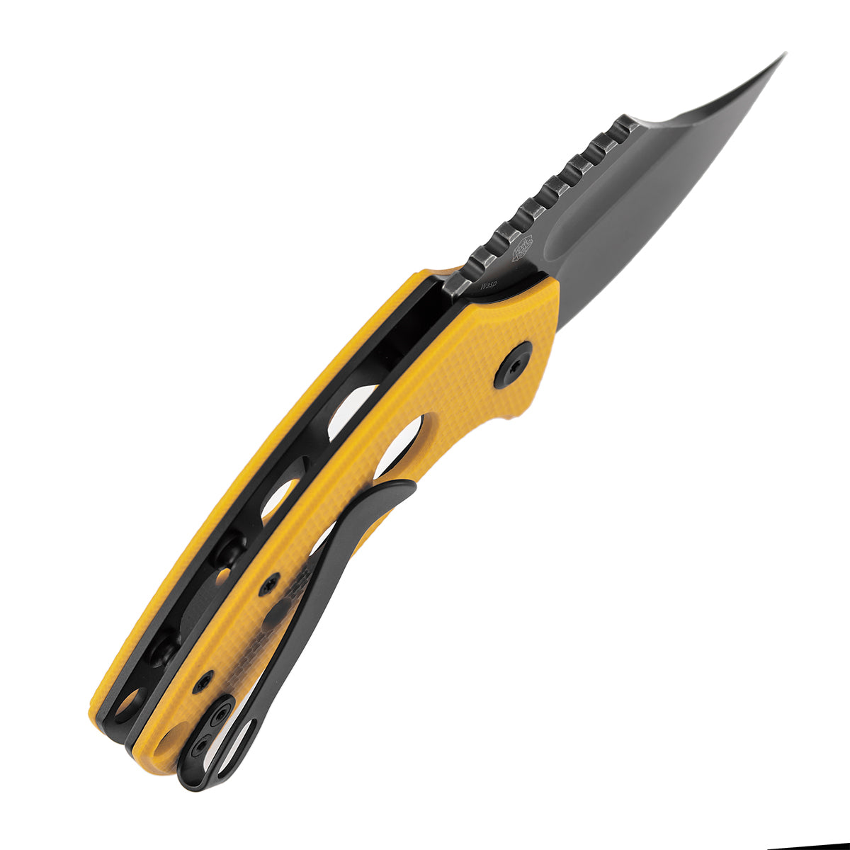 Kansept Wasp T2144F4 blade detail - blackwash 154CM modified Wharncliffe