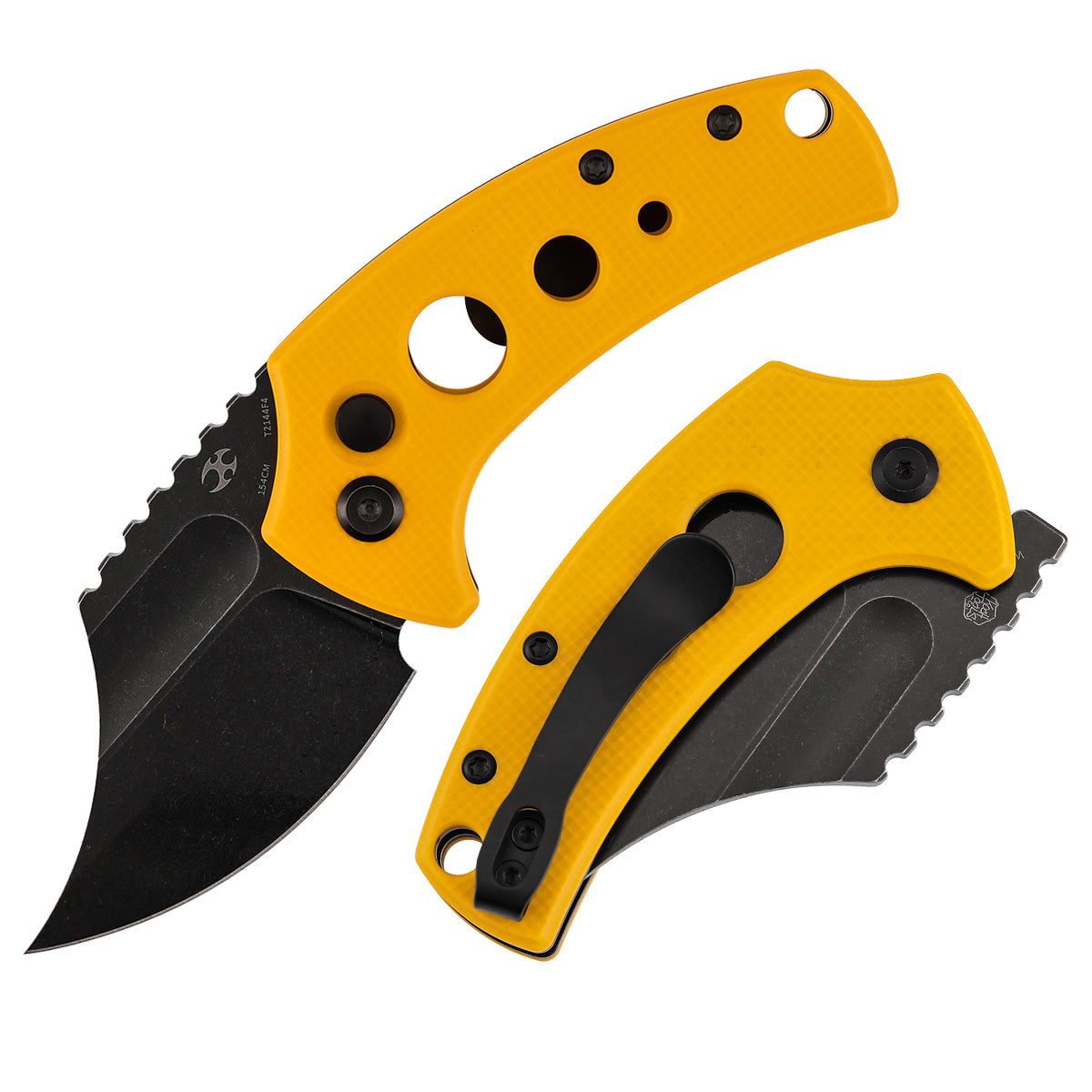 Kansept Wasp T2144F4 front view - 2.36" blackwash 154CM modified Wharncliffe folding knife