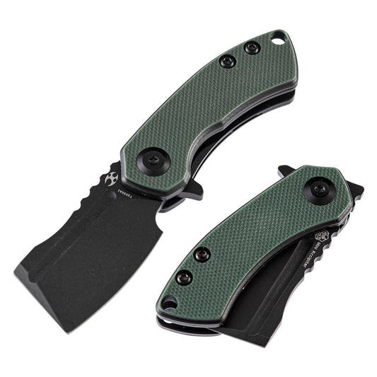 Kansept Mini Korvid T3030A1 front view – 1.45" black TiCn 154CM cleaver folding knife