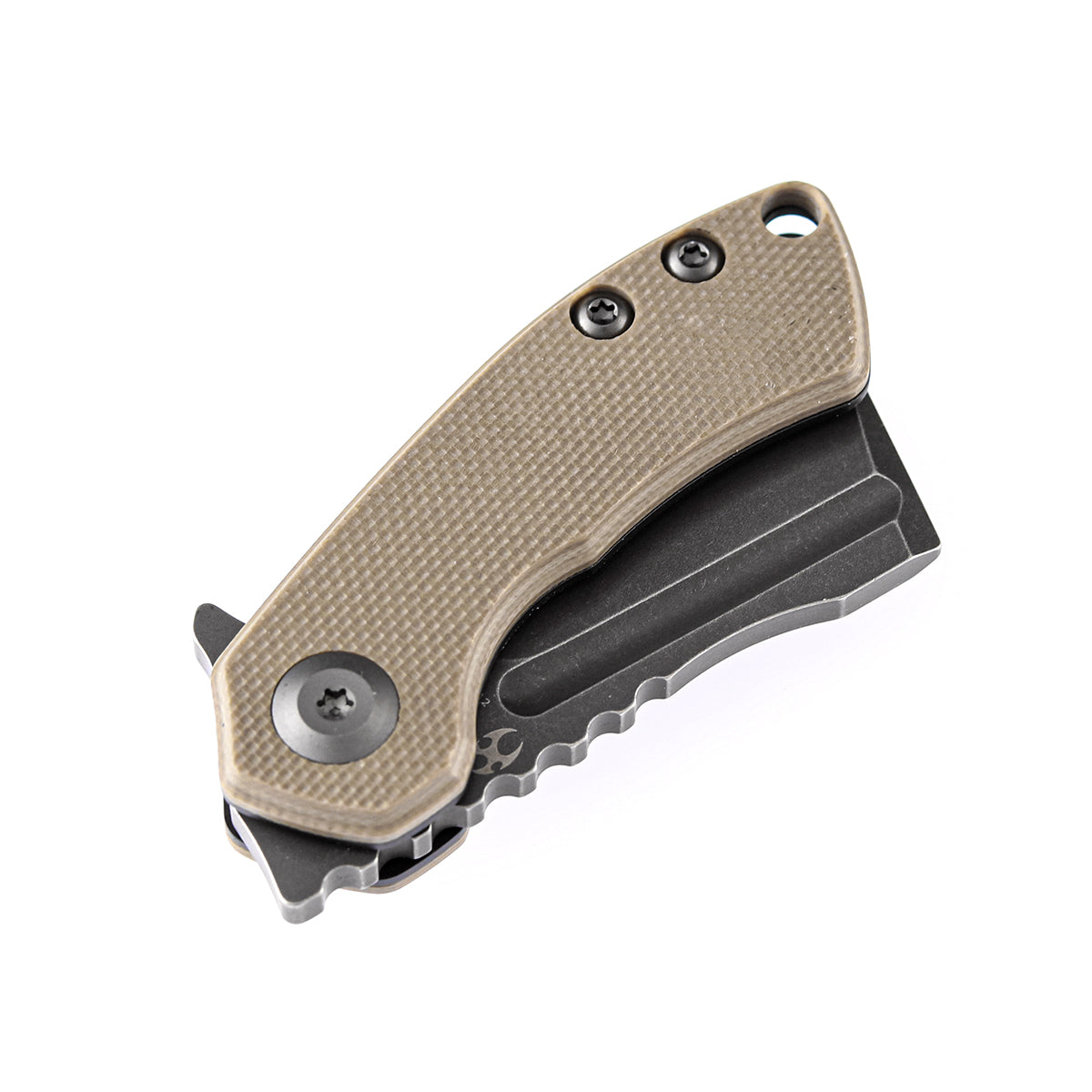 Kansept Mini Korvid T3030A2 blade detail – gray TiCn 154CM cleaver