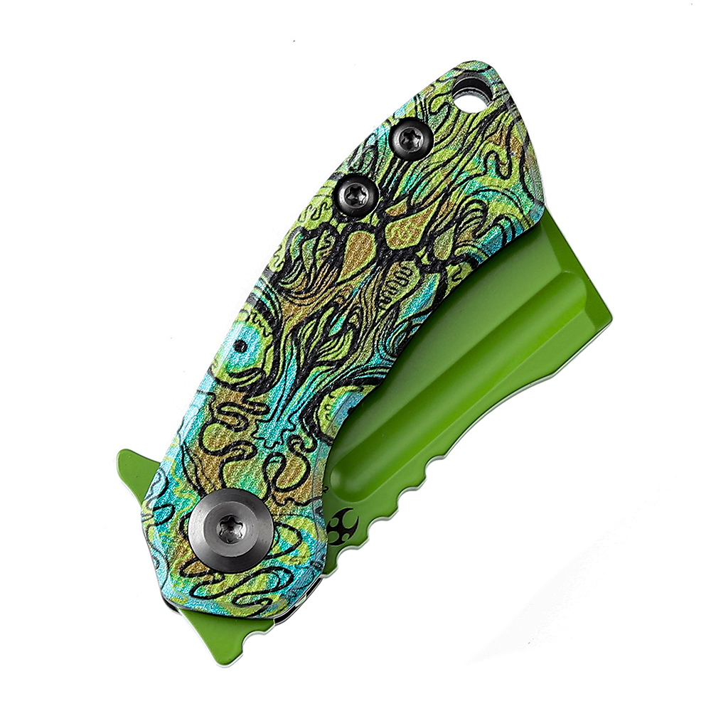 Kansept Mini Korvid T3030B2 blade detail – green coated 154CM cleaver