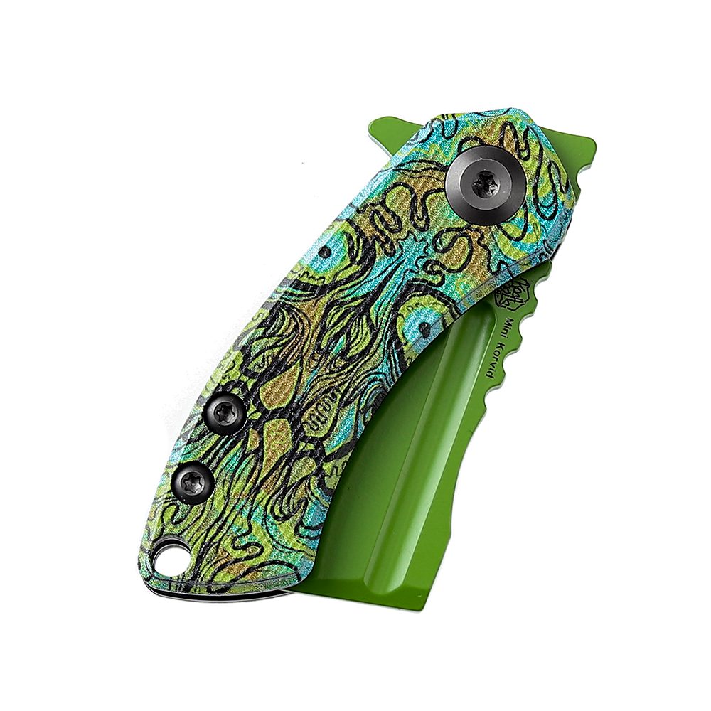 Kansept Mini Korvid T3030B2 green undead print G10 handle scales