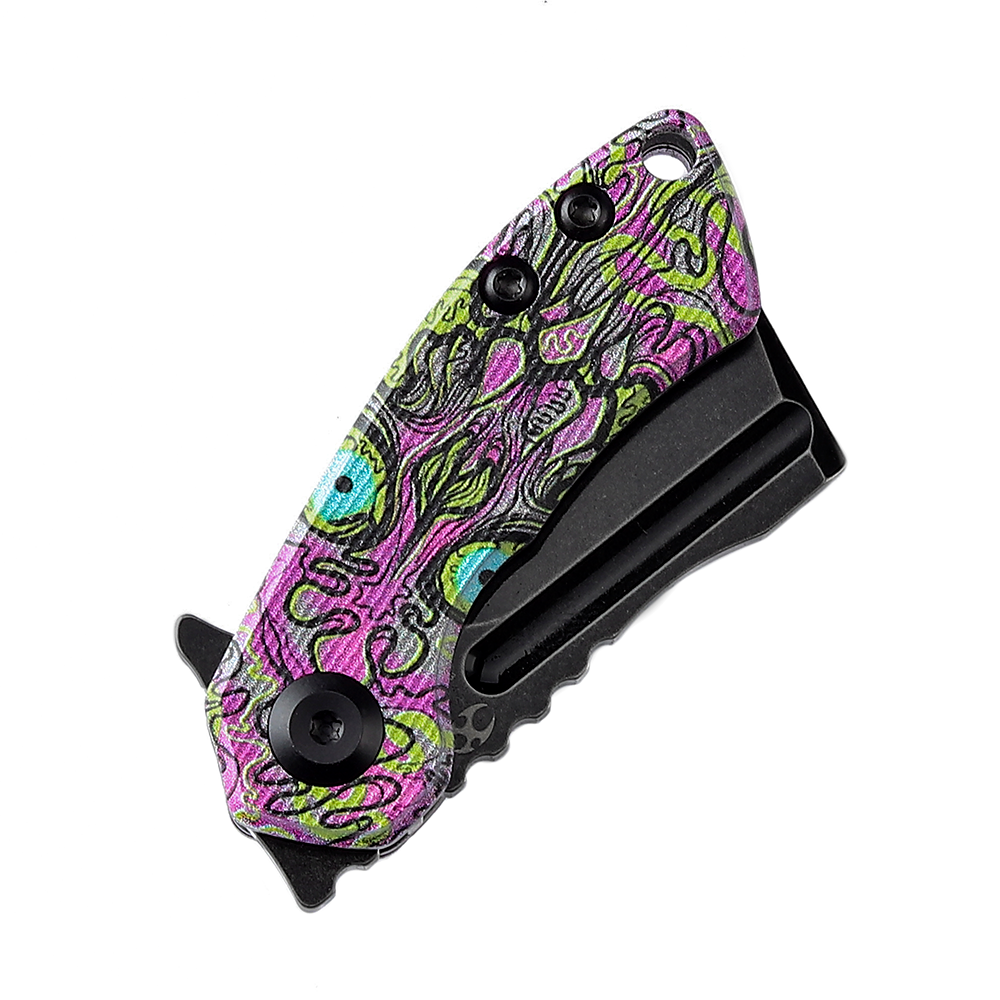 Kansept Mini Korvid T3030B3 blade detail – black TiCn 154CM cleaver