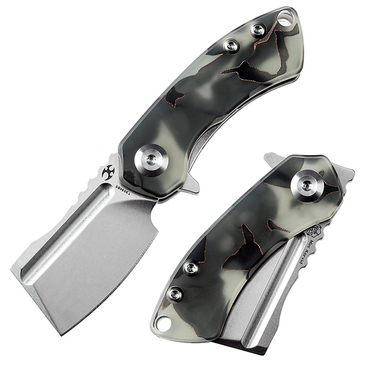 Kansept Mini Korvid T3030B5 front view – 1.45" stonewashed 154CM cleaver folding knife