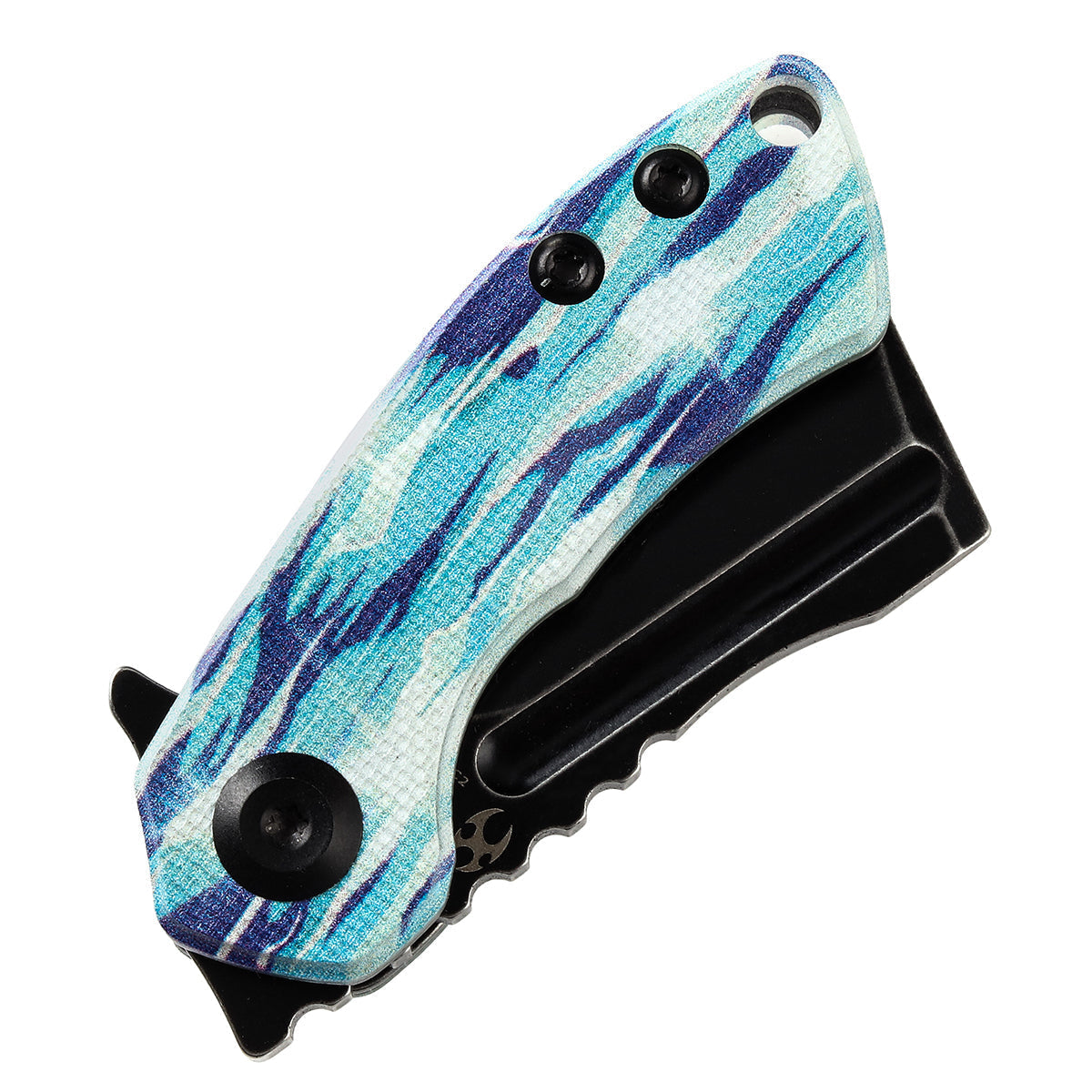 Kansept Mini Korvid T3030C2 blade detail – stonewashed 154CM cleaver