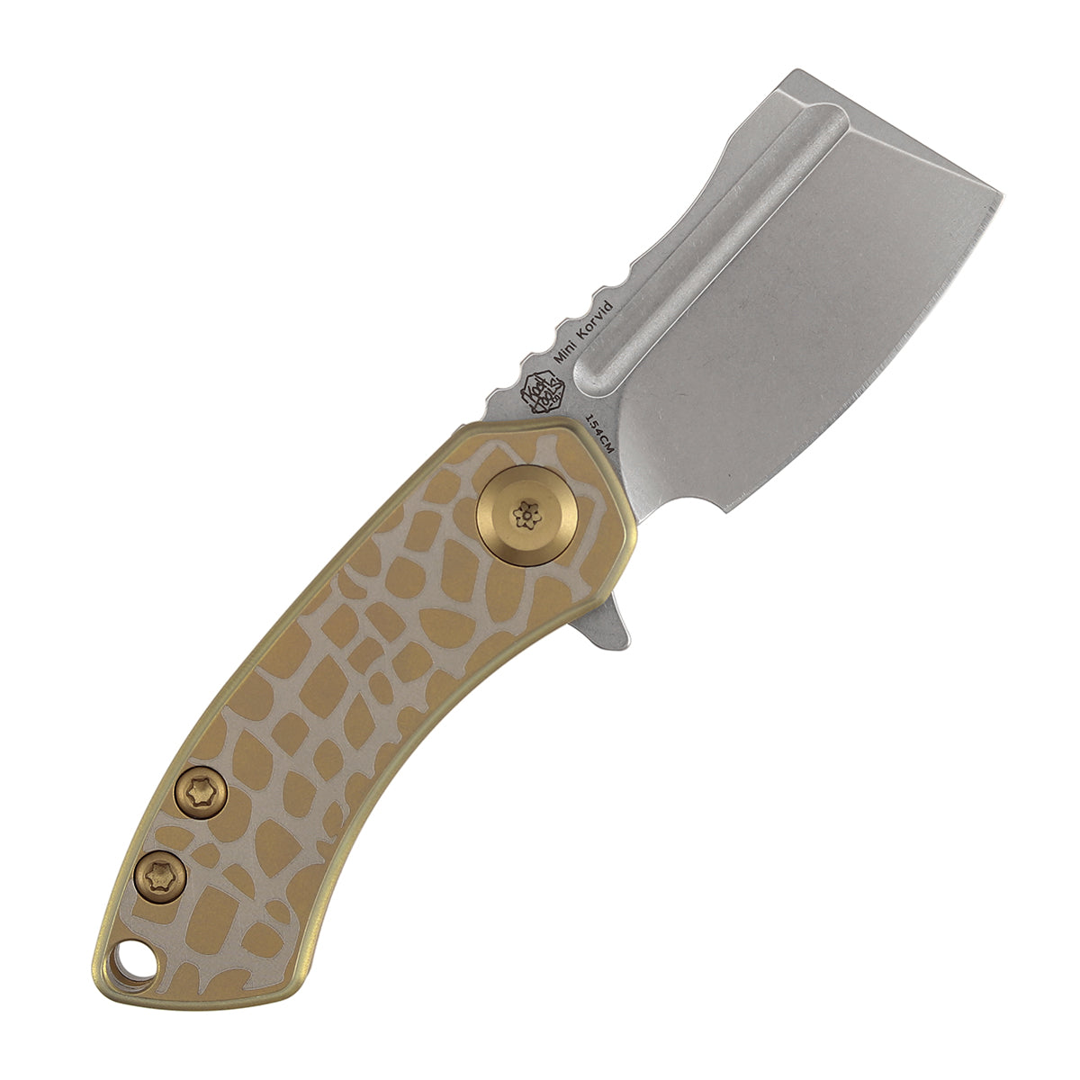 Kansept Mini Korvid T3030C3 blade detail – stonewashed 154CM cleaver
