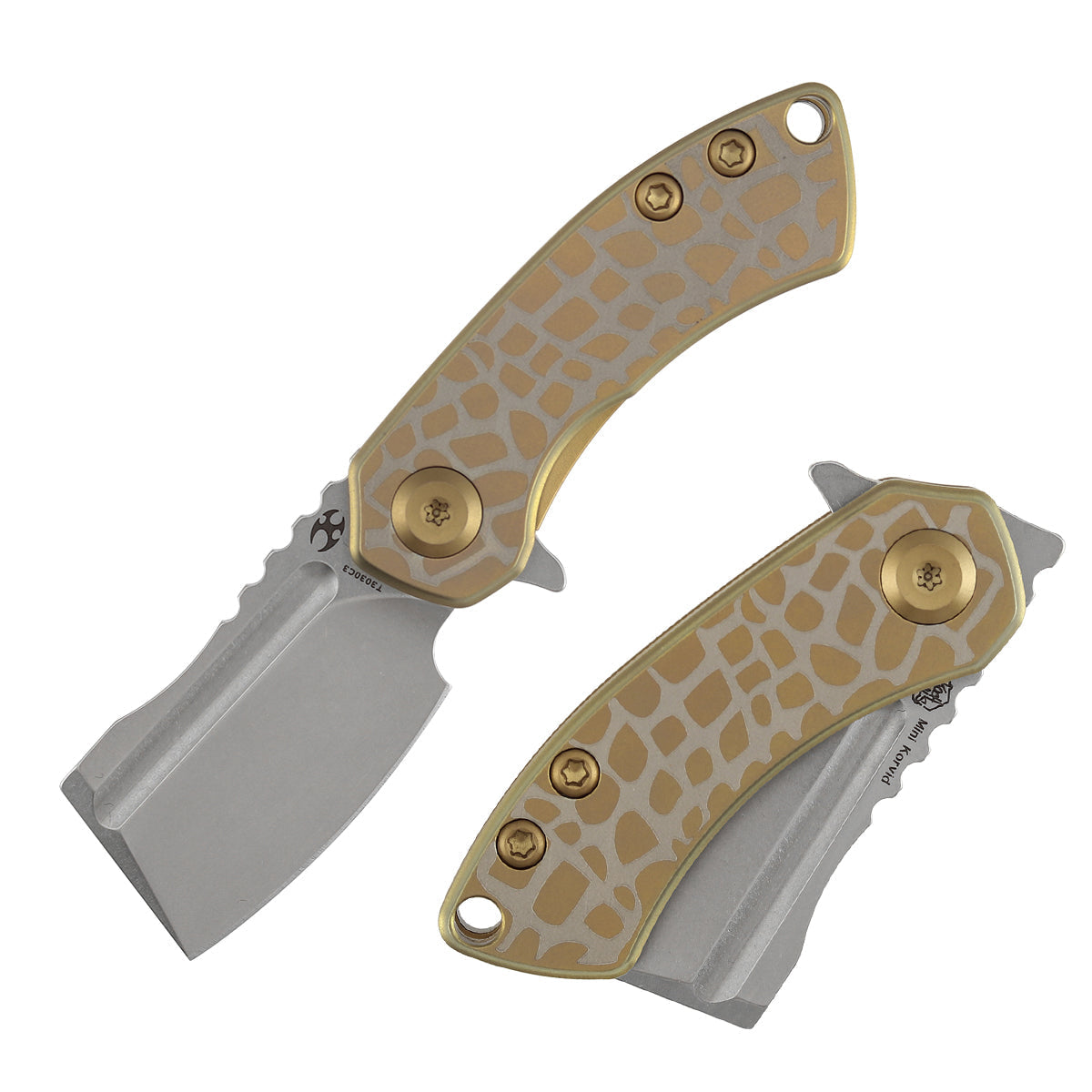 Kansept Mini Korvid T3030C3 front view – 1.45" stonewashed 154CM cleaver folding knife