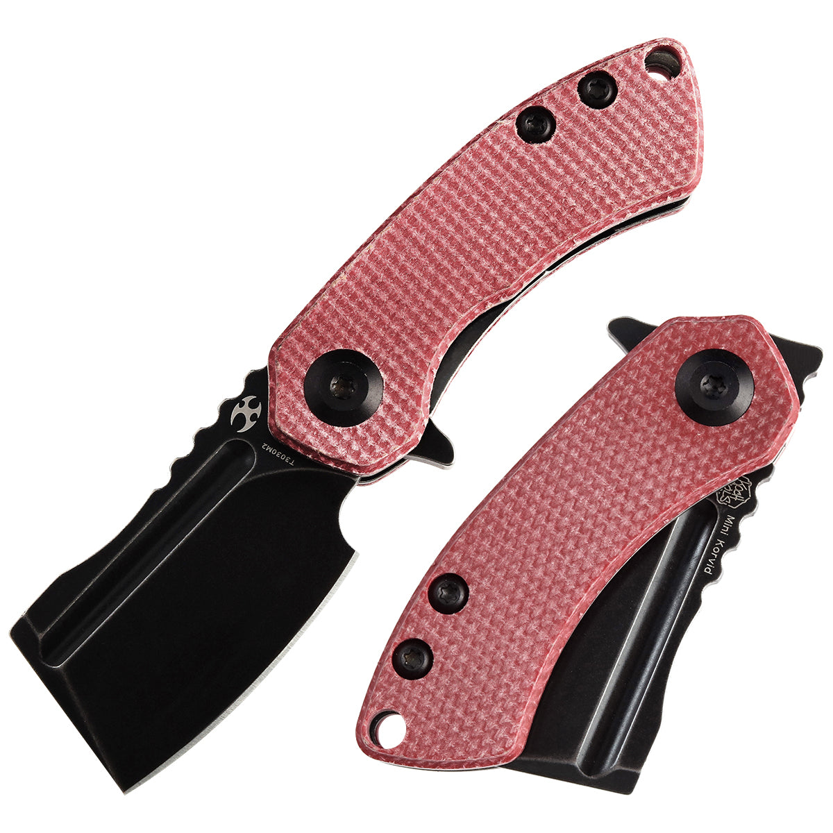 Kansept Mini Korvid T3030M2 front view – 1.45" black stonewashed 154CM cleaver folding knife
