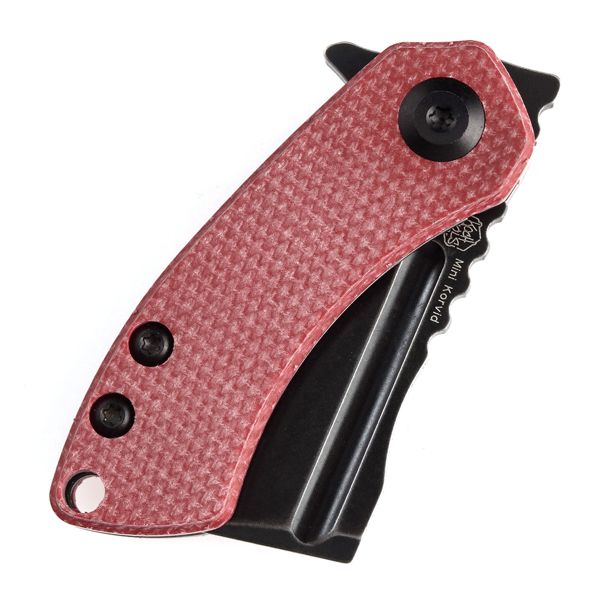 Kansept Mini Korvid T3030M2 Red Canvas Micarta handle scales