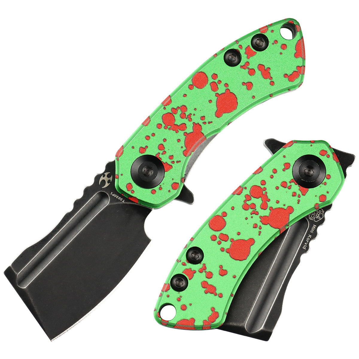 Kansept Mini Korvid T3030P1 front view – 1.45" black stonewashed 154CM cleaver folding knife