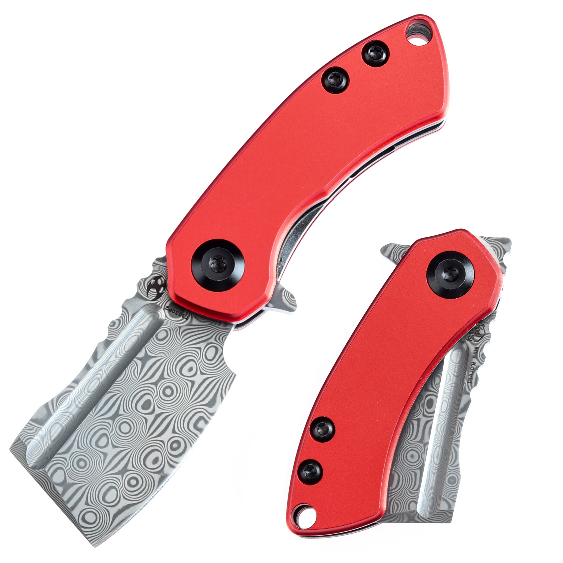 Kansept Mini Korvid T3030P2 front view – 1.45" Damascus cleaver folding knife