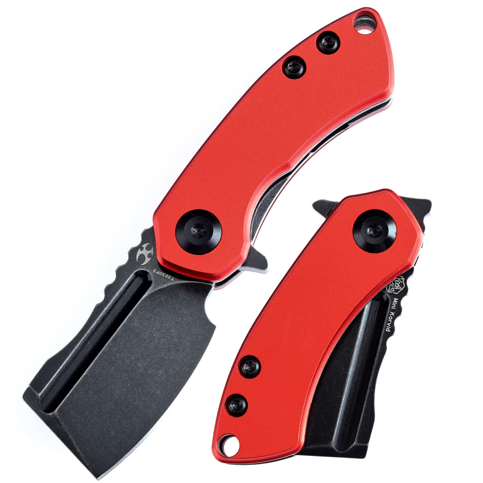 Kansept Mini Korvid T3030P3 front view – 1.45" stonewashed 154CM cleaver folding knife