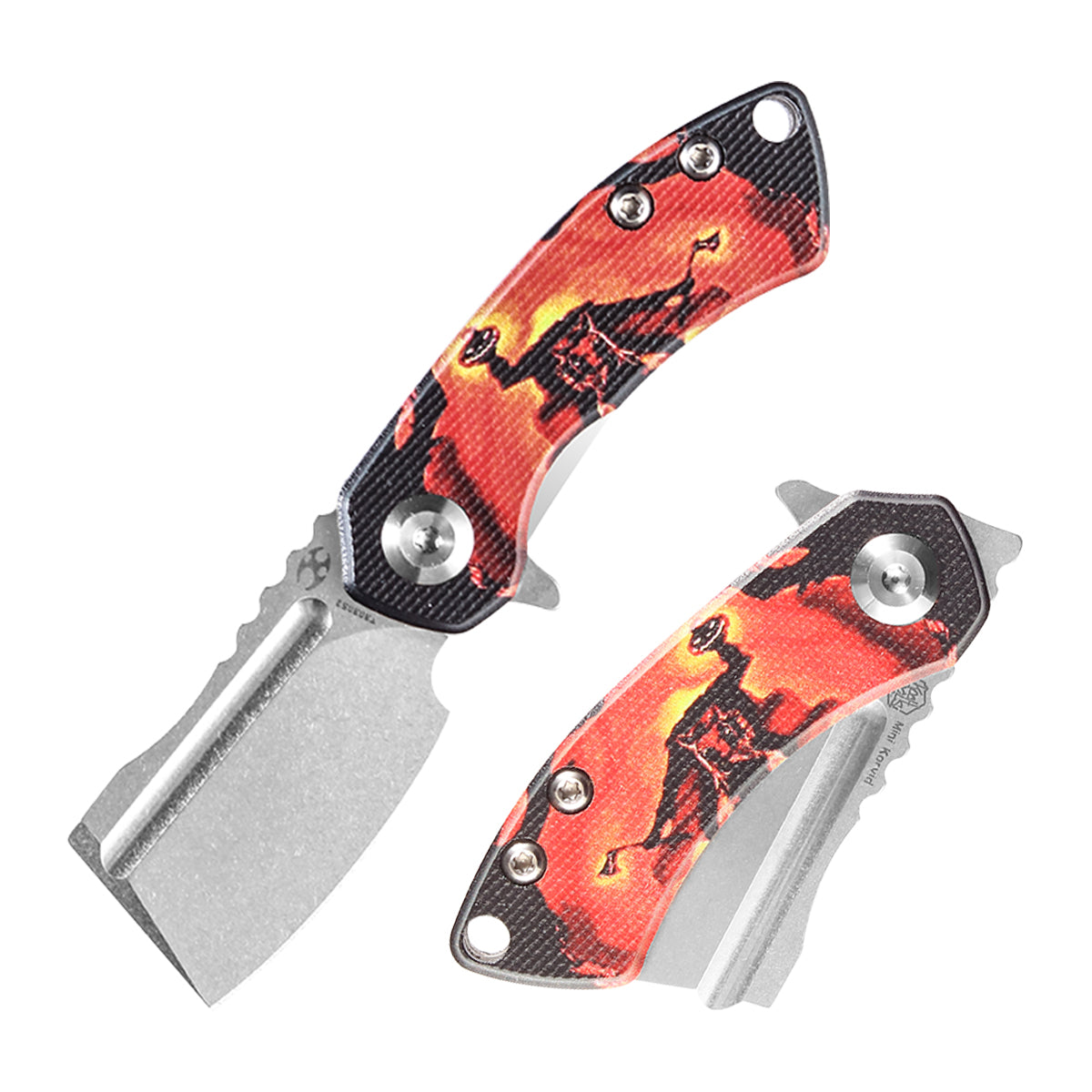 Kansept Mini Korvid T3030S2 front view – 1.45" stonewashed 154CM cleaver folding knife