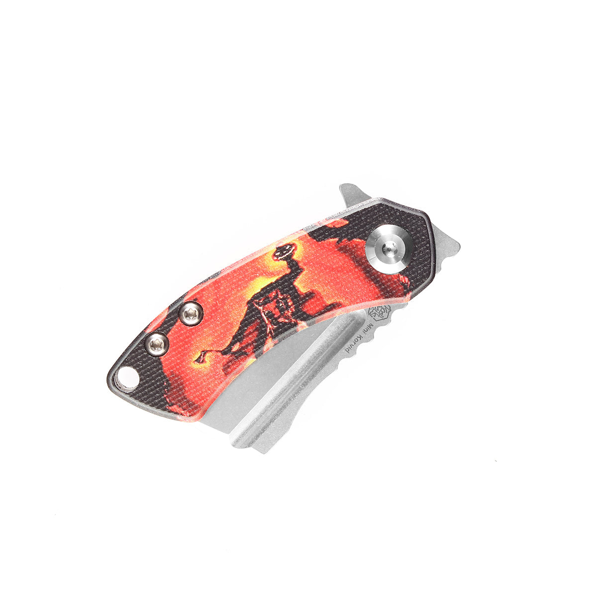 Kansept Mini Korvid T3030S2 G10 Sleepy Hollow print handle scales