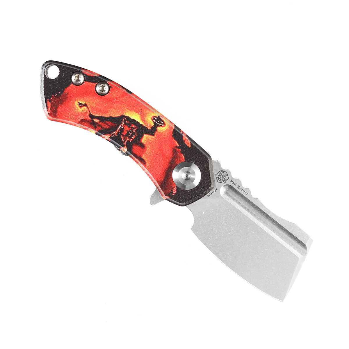 Kansept Mini Korvid T3030S2 open position showing 154CM cleaver blade