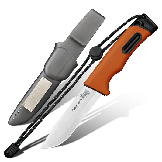 HX Outdoors Survival Master 4 TD-21C front view – 3.74" 5Cr15 fixed blade survival knife with orange handle