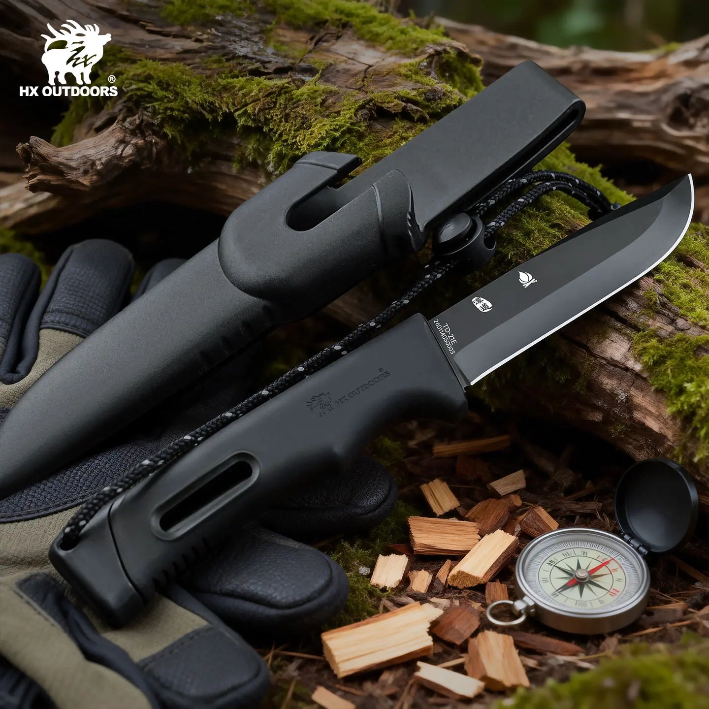 HX Outdoors Survival Master 4 TD-21E matte black titanium coating detail