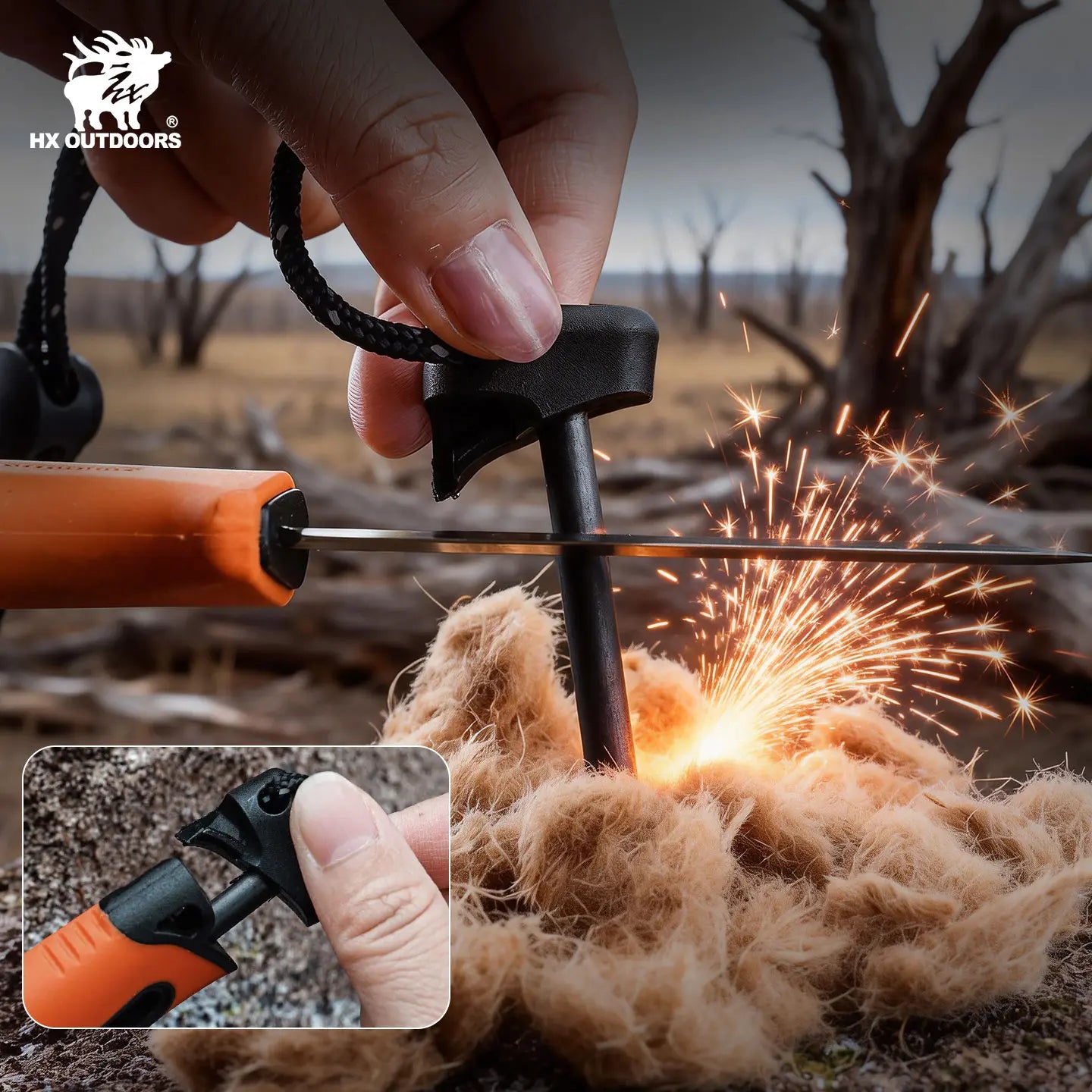 HX Outdoors Survival Master 4 TD-21E V-grind edge detail