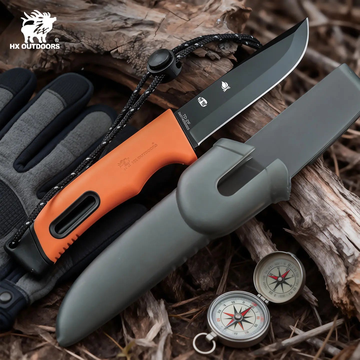 HX Outdoors Survival Master 4 TD-21F matte black titanium coating detail