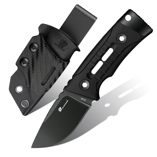 HX Outdoors Rock Apex Mini TD-26B front view – 2.28" drop point small fixed blade knife with Kydex sheath