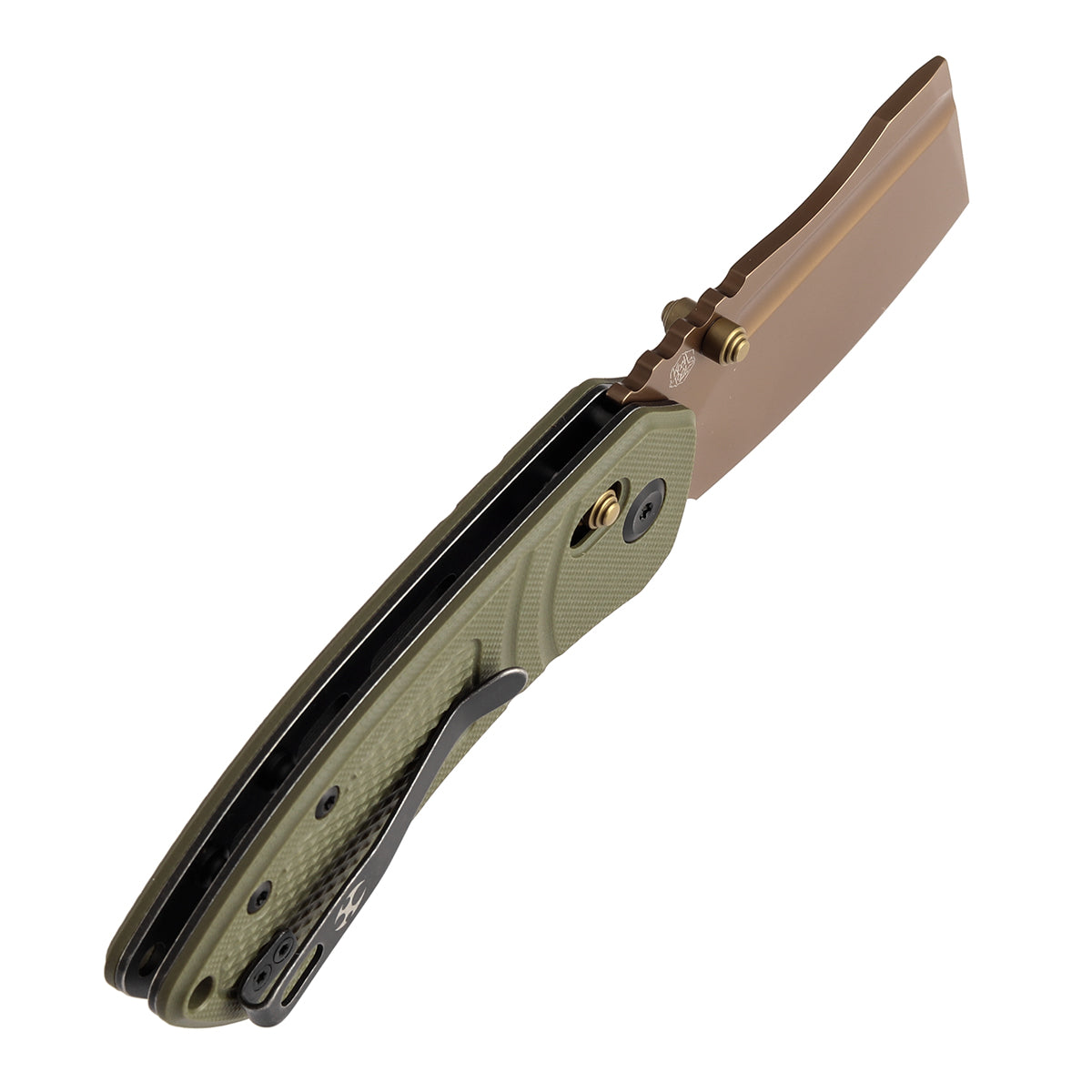 Kansept Korvid V TE2030V2 olive green diamond pattern G10 handle scales