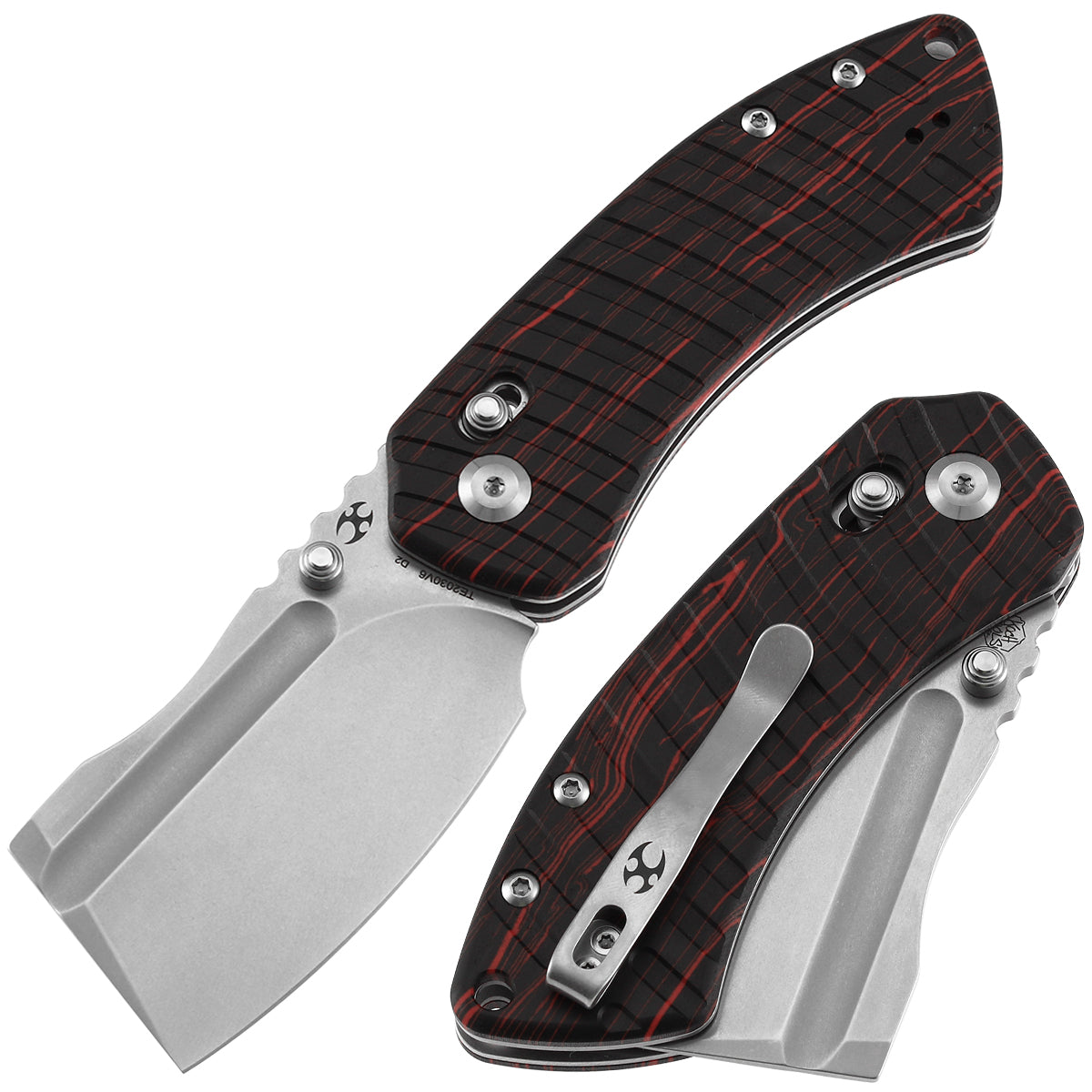 Kansept Korvid V TE2030V6 front view – 2.91" stonewashed D2 cleaver folding knife