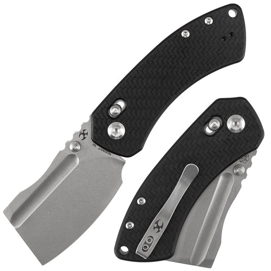 Kansept Korvid V TE2030V7 front view – 2.91" stonewashed D2 cleaver folding knife
