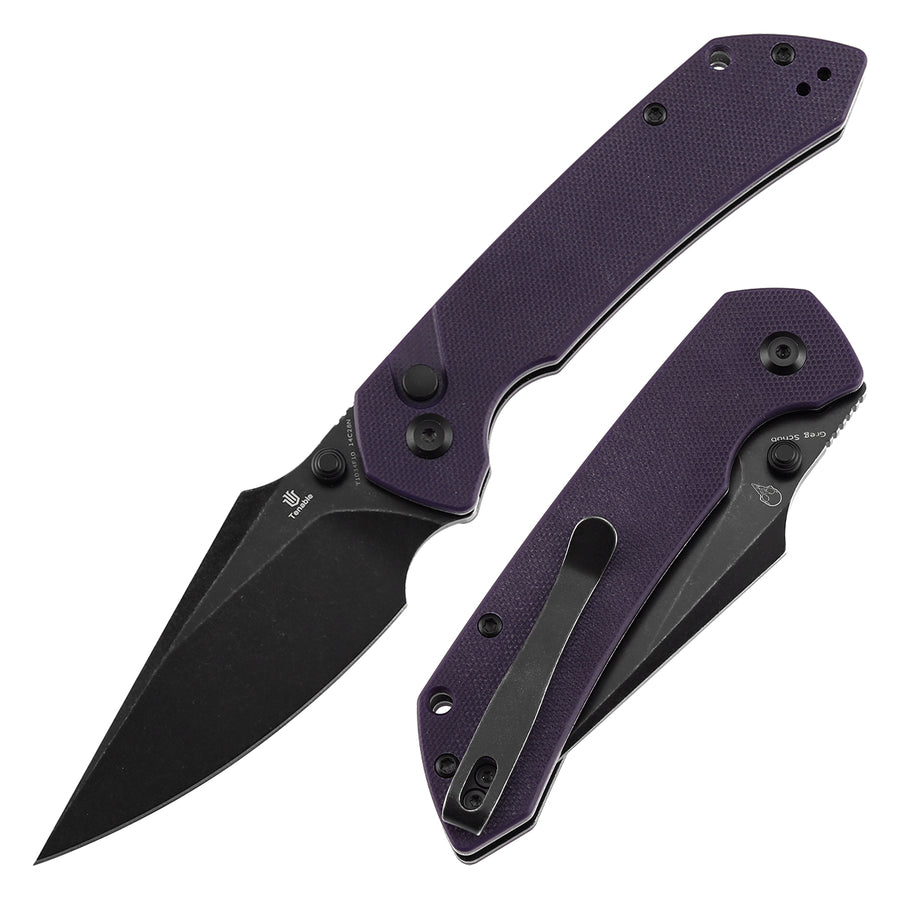Tenable Fenrir T1034F10 front view – 3.45″ blackwash 14C28N harpoon folding knife