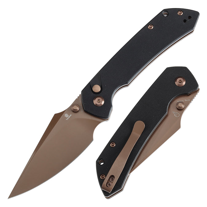 Tenable Fenrir T1034F2 front view – 3.45″ rose gold 14C28N harpoon folding knife