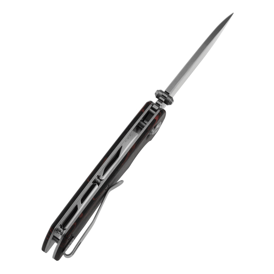 Tenable Kryo T1001V11 Folding Knife – 3.58" 14C28N Drop Point Blade, Red & Black G-Masus Crossbar Lock