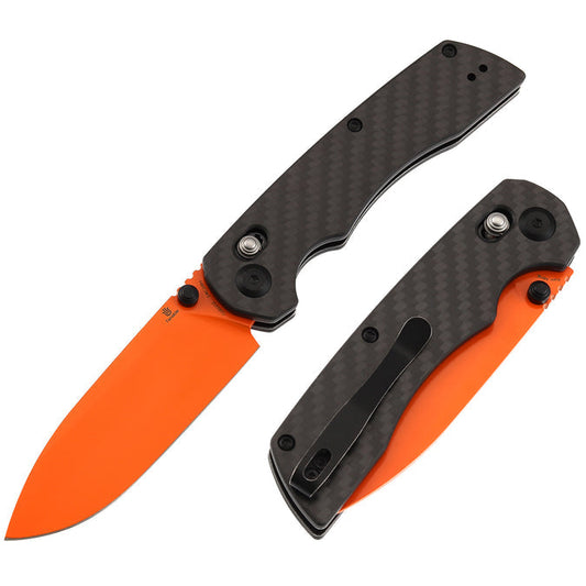 Tenable Kryo T1001V12 front view – 3.58" orange coated 14C28N drop point folding knife