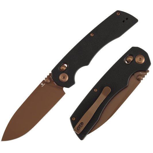 Tenable Kryo T1001V8 â€“ 3.58" 14C28N Drop Point Cross Bar Lock Knife with Black G10 Handle