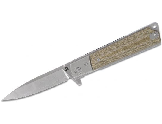 Artisan Cutlery 1802GD-GN Folding Knife G10 Handles 3.88" Blade VG-10 Damascus