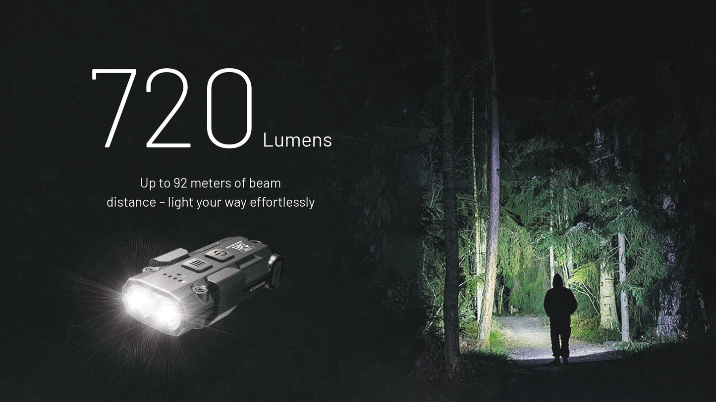 Nitecore TIP3 beam shot - 720 lumens with up to 92 meters of beam distance