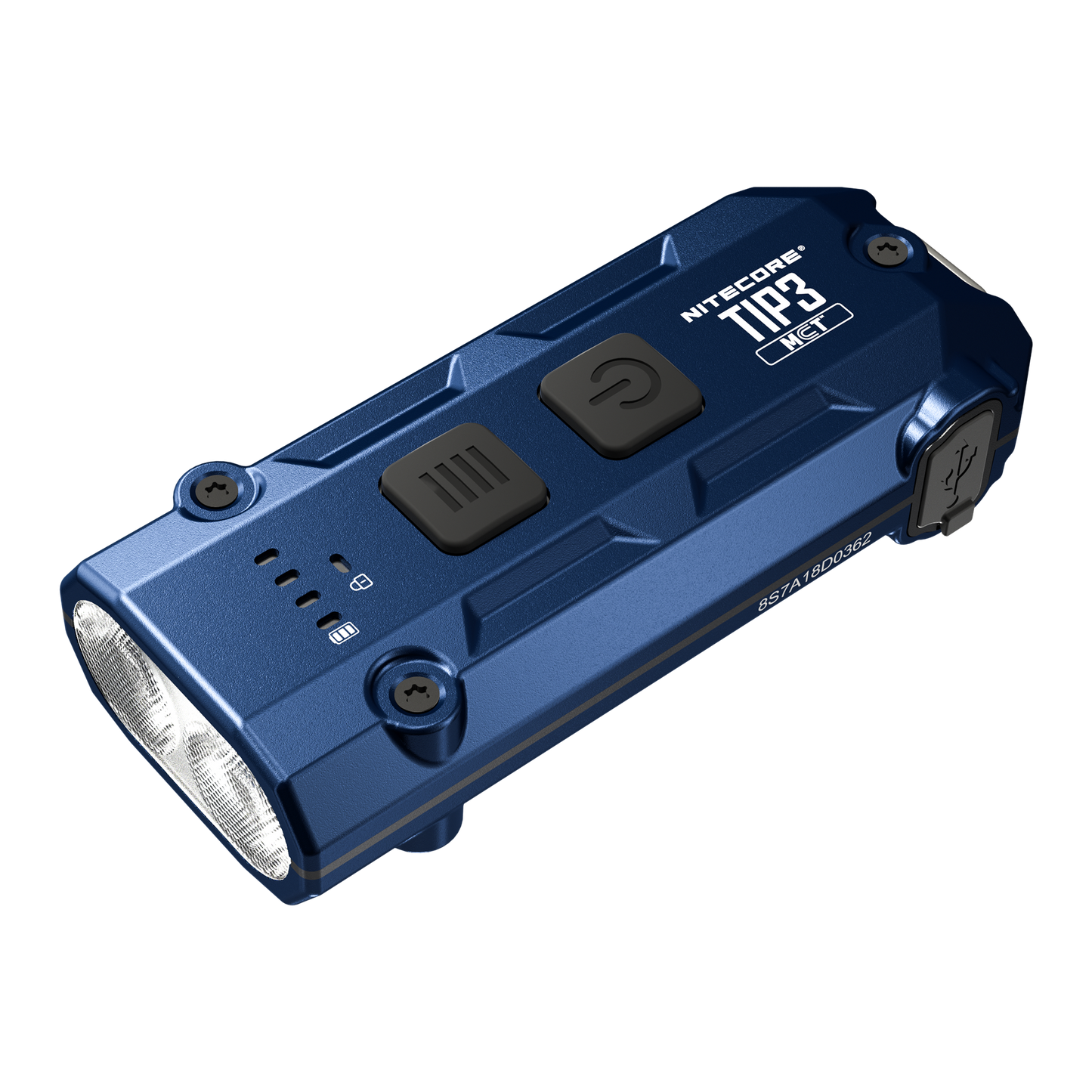 Nitecore TIP3 blue USB-C rechargeable keychain flashlight