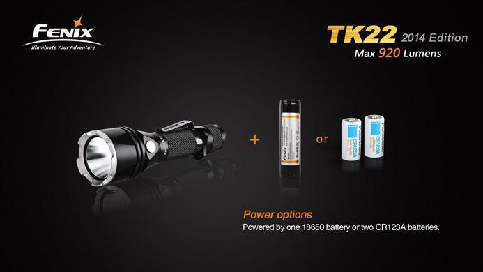 Fenix TK22 (2014 Edition) 1 x 18650 / 2 x CR123A CREE XM-L2 U2 920 Lumen LED Flashlight