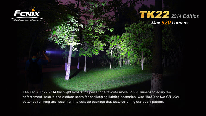 Fenix TK22 (2014 Edition) 1 x 18650 / 2 x CR123A CREE XM-L2 U2 920 Lumen LED Flashlight