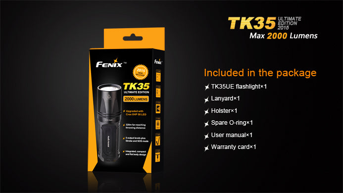 Fenix TK35UE Ultimate Edition 2015 2x 18650 / 4x CR123A 2000 Lumens CREE XHP 50 LED Flashlight