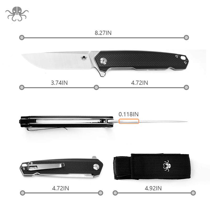 Klaken J150 Solace TL-J150-BlackG10 black G10 handle scales with orange accents