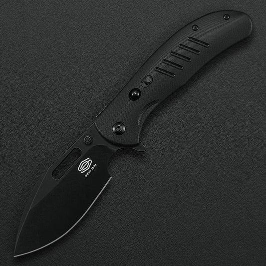 Critical Strike TL505-BKBW front view – 2.91" Black Stonewash VG10 folding knife