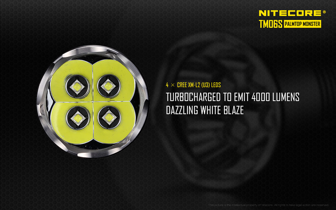Nitecore TM06S 4x 18650 4000 Lumens 4x CREE XM-L2 U3 LED Flashlight