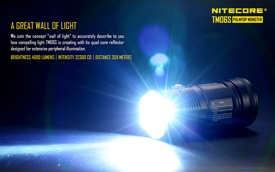 Nitecore TM06S 4x 18650 4000 Lumens 4x CREE XM-L2 U3 LED Flashlight