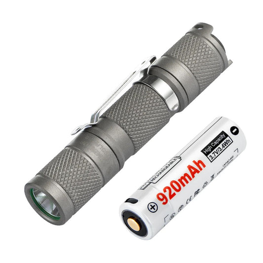 Lumintop Tool AA 3.0 Sandblasted Titanium EDC Flashlight – 900 Lumens, USB-C Rechargeable, Osram P9 LED