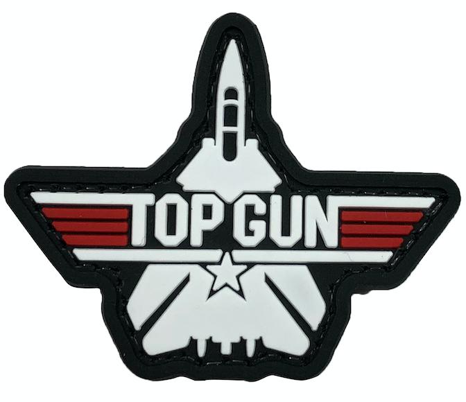 Fighter Jet Emblem Morale Patch TP-ZDJ-BK front view – 2.36″ x 1.89″ black and white die-cut jet 3D PVC patch