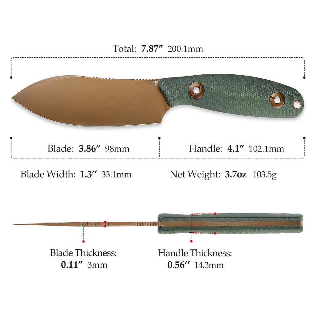 TRIVISA Aubergine-GM JM05-GM-14 blade detail – rose gold 14C28N drop point
