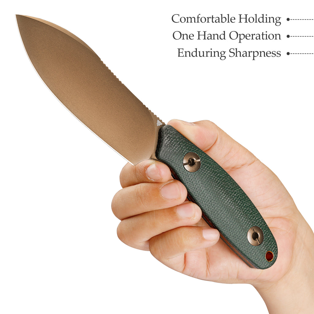 TRIVISA Aubergine-GM JM05-GM-14 green Micarta handle detail