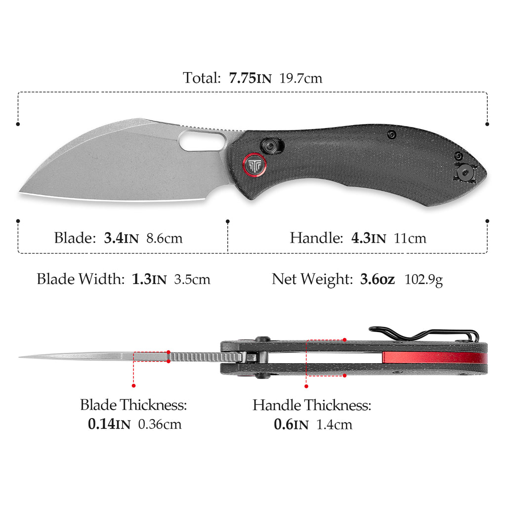 TRIVISA Batwing-BM/L JM10L-BM-14 closed view showing black Micarta scales
