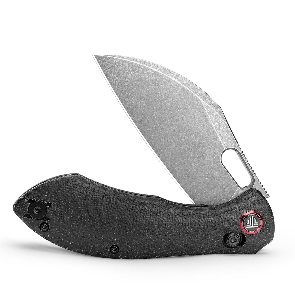 TRIVISA Batwing-BM/L JM10L-BM-14 blade detail – stonewashed 14C28N sheepfoot