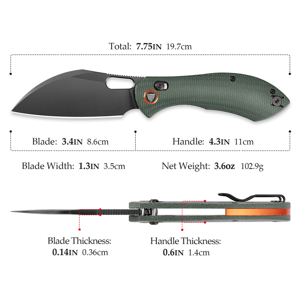 TRIVISA Batwing-GM JM10L-GM-14 with black blade, green handle, and ergonomic design for outdoor use